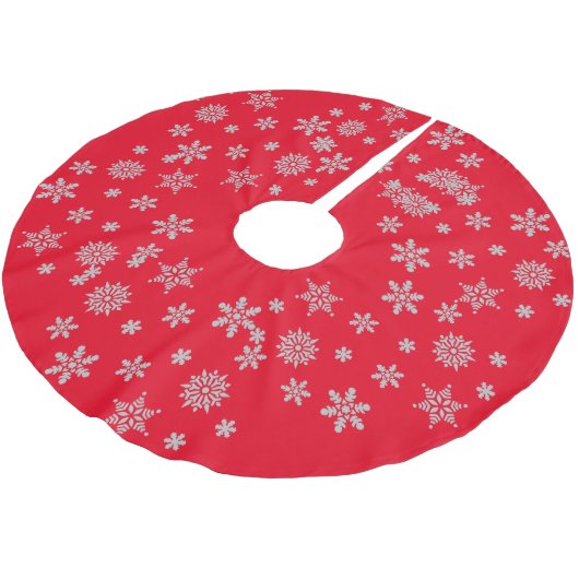 Holiday Red Snowflake Kristallkulisse Weihnachtsde Polyester Weihnachtsbaumdecke (Schrägansicht)