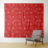 Holiday Red Snowflake Wall Tapestes Wandteppich (Beispiel (Horizontal))