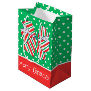 Holiday Red und Green Strive Bow Polka Dot Mittlere Geschenktüte