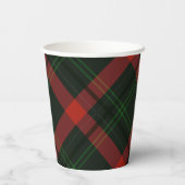 Holiday Red und Green Tartan Kariert mit Monogram Pappbecher (Rückseite)