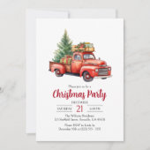 Holiday Red Vintag Truck Weihnachts-Party Einladung (Vorderseite)