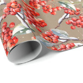 Holiday Red Winterberry Holly Rustic Kraft Geschenkpapier (Rolleneckpunkt)
