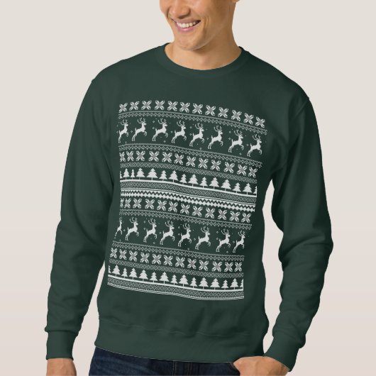  Holiday Reindeer Christmas Sweater Pattern Sweatshirt (Vorderseite)