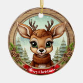 Holiday Reindeer Festive Rustic Christmas 🦌🎄 Keramik Ornament (Vorne)