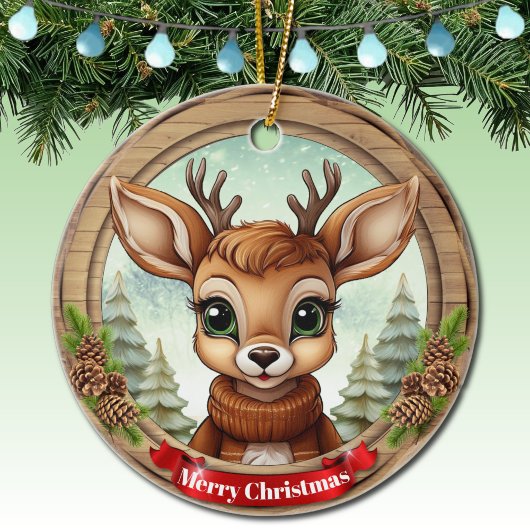 Holiday Reindeer Festive Rustic Christmas 🦌🎄 Keramik Ornament