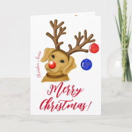 Holiday Reindeer Fox Red Labrador Faltgraukarte Karte