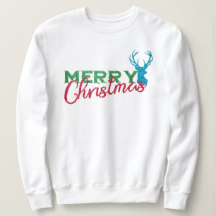 Holiday Reindeer Frohe Weihnachten Glitzer Muster Sweatshirt