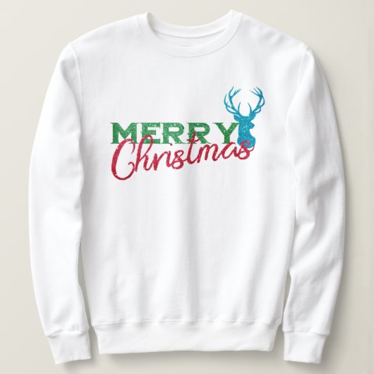Holiday Reindeer Frohe Weihnachten Glitzer Muster Sweatshirt (Design vorne)