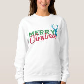 Holiday Reindeer Frohe Weihnachten Glitzer Muster Sweatshirt (Vorderseite)