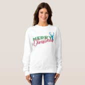 Holiday Reindeer Frohe Weihnachten Glitzer Muster Sweatshirt (Vorne ganz)