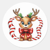 Holiday Reindeer Runder Aufkleber (Vorderseite)