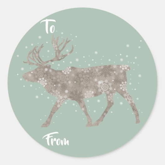 Holiday Rentier Snowflakes - Geschenk Aufkleber (Vorderseite)