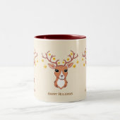 Holiday Rentier verziert mit Weihnachtsbällen Zweifarbige Tasse (Mittel)