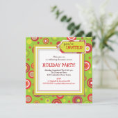Holiday Retro Red & Green Polka Dot Party Einladung (Stehend Vorderseite)