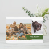 Holiday Ribbon Zwei Fotos Weihnachtskarte (Stehend Vorderseite)