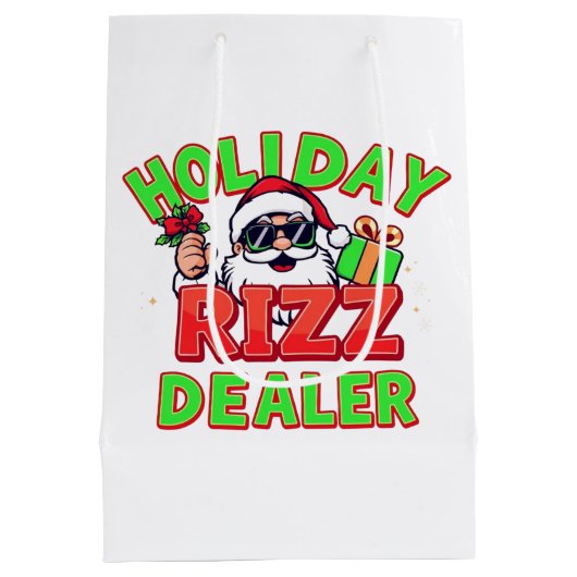 Holiday Rizz Dealer gen alpha meme Christmas Mittlere Geschenktüte (Rückseite)
