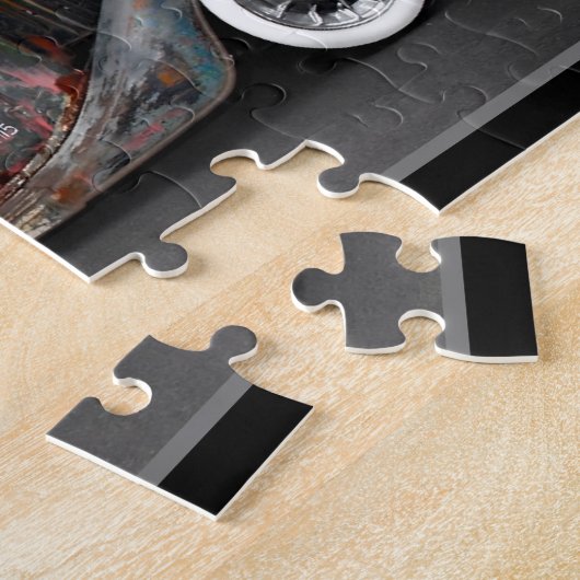 Holiday Roackabilly Frisierte Auto Santa Button Puzzle (Seite)