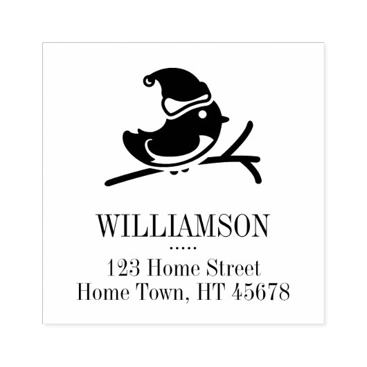 Holiday Robin Square Rücksendeadresse Gummistempel (Prägung)