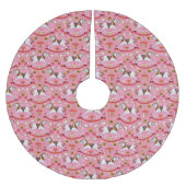 Holiday rocking horses Pink Tree Skirt Polyester Weihnachtsbaumdecke (Vorderseite)