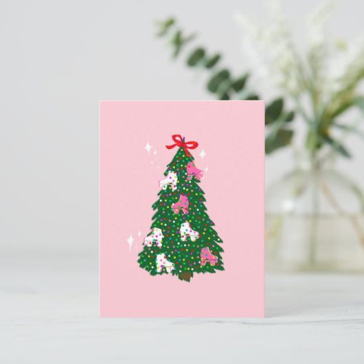 Holiday Roller Skate Ornaments Weihnachtsbaum Postkarte (Stehend Vorderseite)