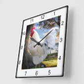 Holiday Rooster Quadratische Wanduhr (Winkel)