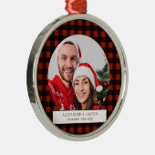 Holiday rot und schwarz kariert Neu gezeichnet Ornament Aus Metall (Rechts)