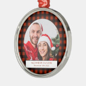 Holiday rot und schwarz kariert Neu gezeichnet Ornament Aus Metall (Links)