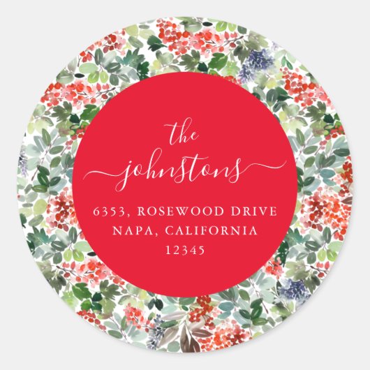 Holiday-Rücksendeadresse für benutzerdefinierte Sk Runder Aufkleber (Vorderseite)
