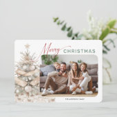 Holiday Rustic Evergreen Message Foto Weihnachten (Stehend Vorderseite)