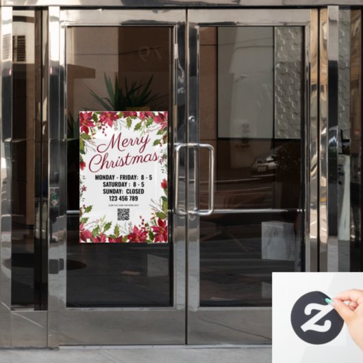 Holiday saison Shop-Zeichen mit QR-Code. Fensteraufkleber (Büro Tür)