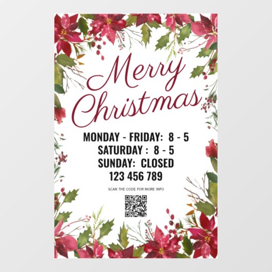 Holiday saison Shop-Zeichen mit QR-Code. Fensteraufkleber (Blatt)