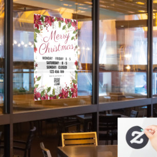Holiday saison Shop-Zeichen mit QR-Code. Fensteraufkleber