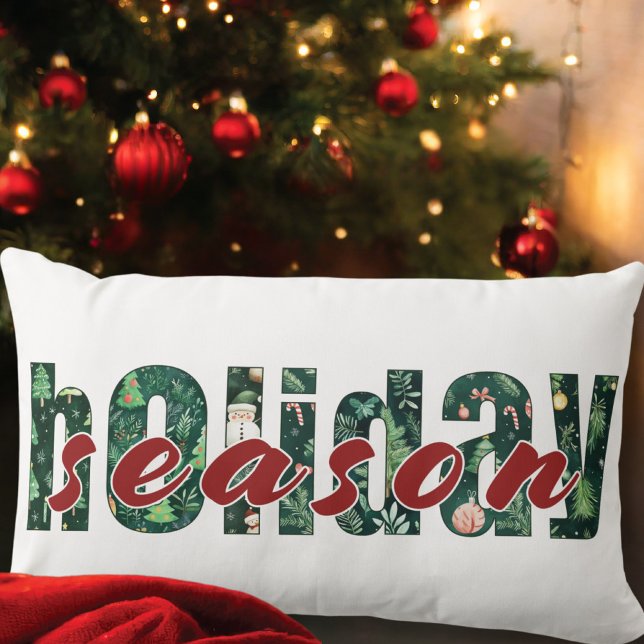 Holiday Saison Typografie Pillow Lendenkissen (Von Creator hochgeladen)