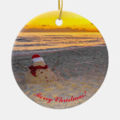 Holiday Sandman am Strand Keramik Ornament (Vorne)