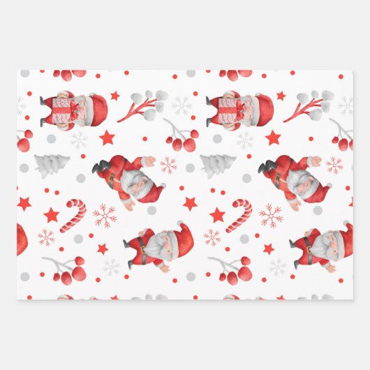 Holiday Santa Clause Rote Weihnachten Geschenkpapier Set (Vorderseite 3)