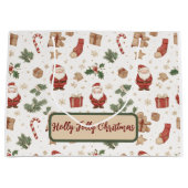 Holiday Santa Gift Bag – Whimsical Design Große Geschenktüte (Vorderseite)