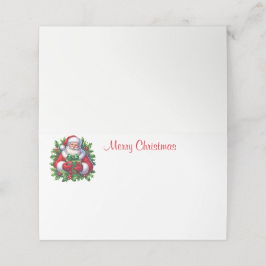 Holiday Santa Name Platzkarte (Außenseite Aufgefaltet)