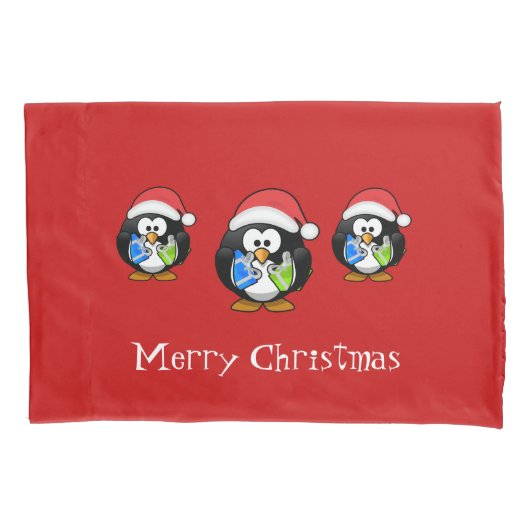 Holiday Santa Penguins Pillowcase Kissenbezug (Vorderseite)