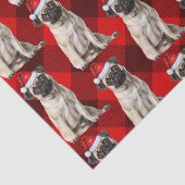Holiday Santa Pug Dog Red Buffalo Plaid Christmas Seidenpapier (Ausschnitt)