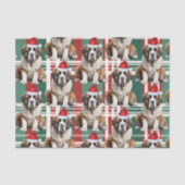 Holiday Santa Saint Bernard Dog Plaid Christmas Seidenpapier (Vorderseite)