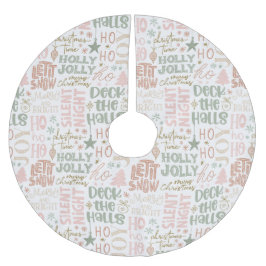 Holiday Sayings & Symbols in Soft Seasonal Tones Polyester Weihnachtsbaumdecke