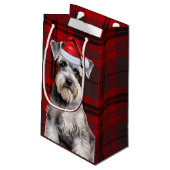 Holiday Schnauzer Dog Holiday Plaid Christmas Kleine Geschenktüte (Rückseite Schrägansicht)