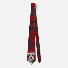 Holiday Schnauzer Dog Red Plaid Christmas Krawatte