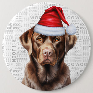 Holiday Schokolade Labrador Hund auf Holzboden Button