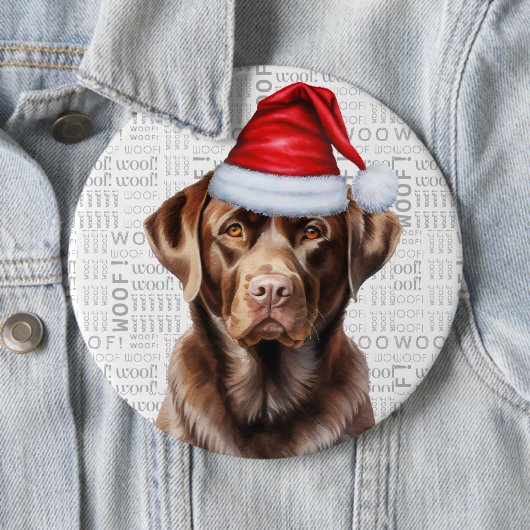 Holiday Schokolade Labrador Hund auf Holzboden Button (Beispiel)