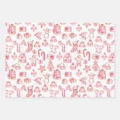 Holiday Scribble Doodle Red und White Geschenkpapier Set (Vorderseite)