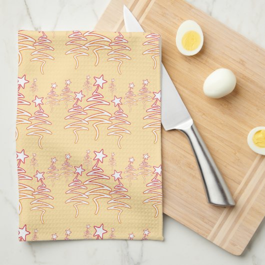 Holiday Scribble Tree + Star Repeat Cream Geschirrtuch (Viertel Falte)