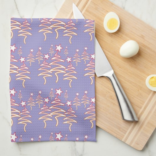 Holiday Scribble Tree + Star Repeat Lilac Geschirrtuch (Viertel Falte)