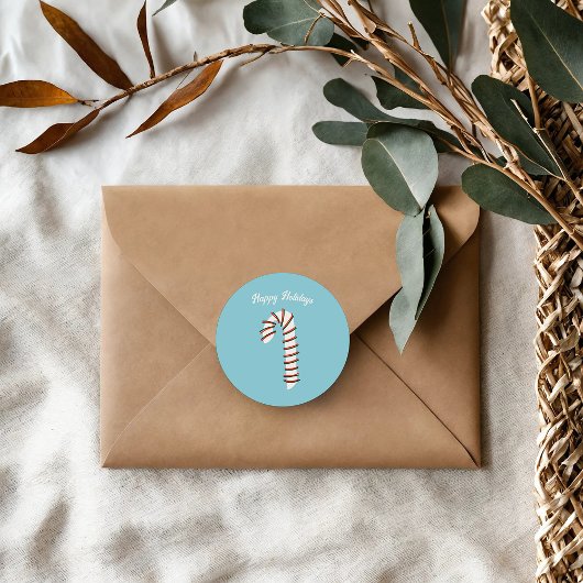 Holiday Season Artistic Candy Cane Gruß Runder Aufkleber