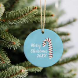 Holiday Season Artistic Candy Cane Keramik Ornament